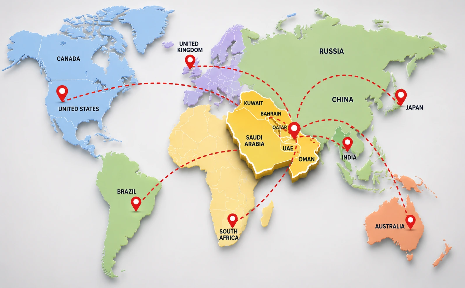 Global sourcing network centered on the GCC